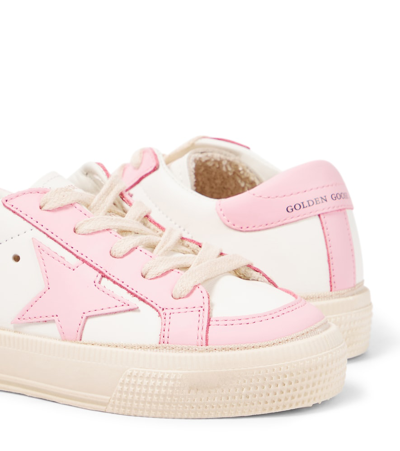 Shop Golden Goose May Leather Sneakers In White