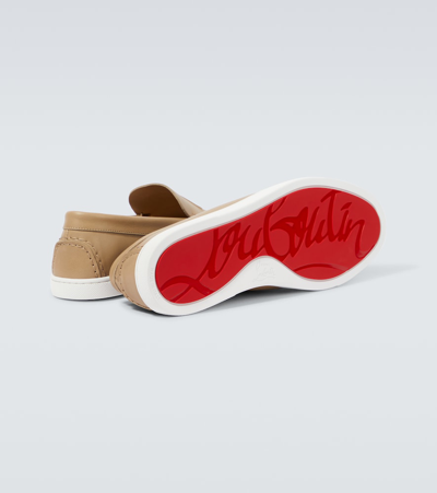 Shop Christian Louboutin Varsiboat Leather Loafers In Beige