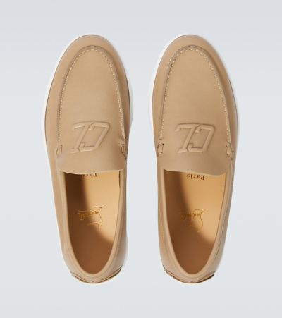 Christian Louboutin Varsiboat Leather Loafers In Beige
