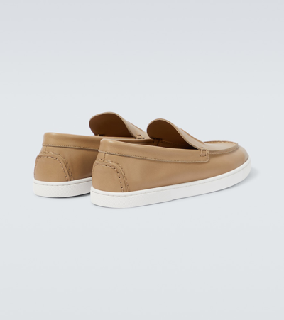 Christian Louboutin Varsiboat Leather Loafers In Beige
