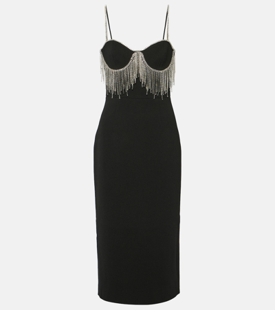 Shop Rebecca Vallance Estelle Embellished Crêpe Midi Dress In Black