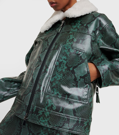 Dorothee Schumacher Biker Jacket With Removable Teddy Collar In Green