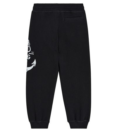 Shop Dolce & Gabbana Printed Cotton Jersey Sweatpants In Blue