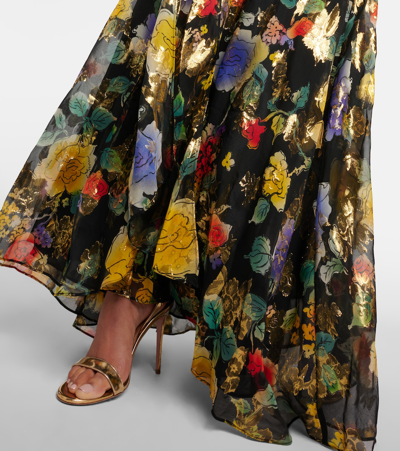 Shop Rixo London Meera Floral Fil Coupé Silk-blend Gown In Multicoloured