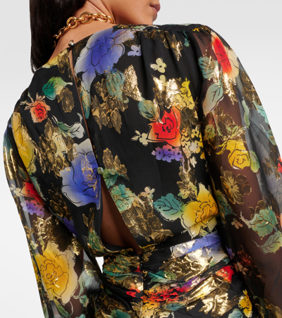 Shop Rixo London Meera Floral Fil Coupé Silk-blend Gown In Multicoloured