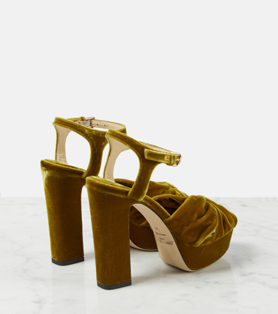 Shop Jimmy Choo Heloise 120 Velvet Platform Sandals In Yellow