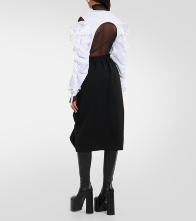 Shop Noir Kei Ninomiya Ruched Buckle-detail Cotton Top In Black
