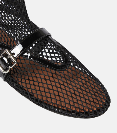 Alaïa High Ballerinas Mesh Leather Flats In Black