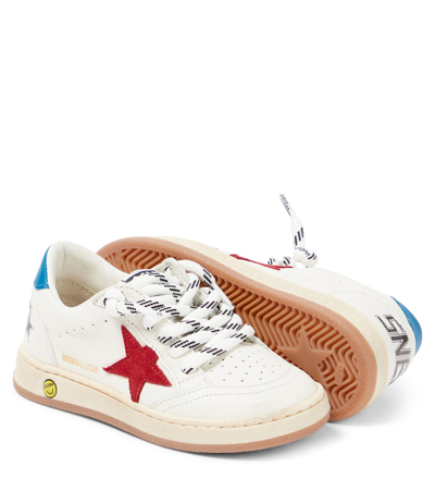 Shop Golden Goose Ball Star Leather Sneakers In White