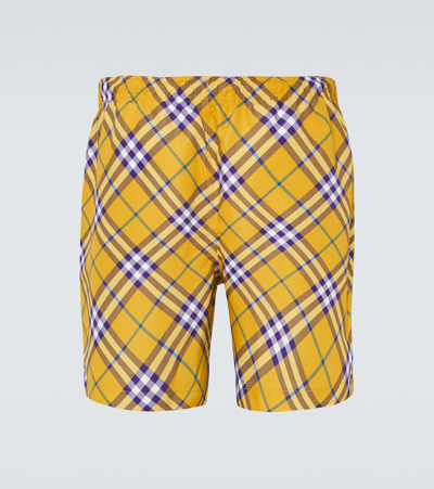 Shop Burberry Check Swim Shorts In Multicoloured