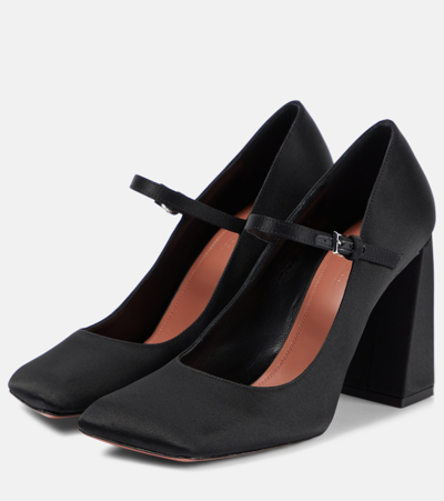 Amina Muaddi 95mm Charlotte Satin Pumps In Black