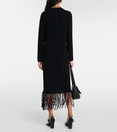 Shop Jardin Des Orangers Fringed Wool And Cashmere Midi Dress In Black