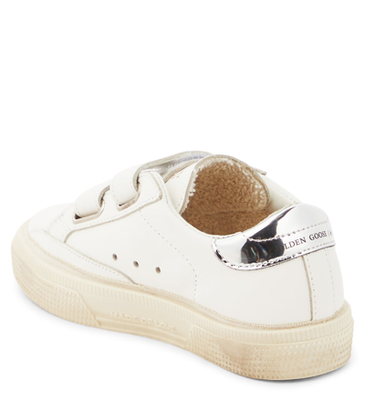 Shop Golden Goose May School Leather Sneakers In White