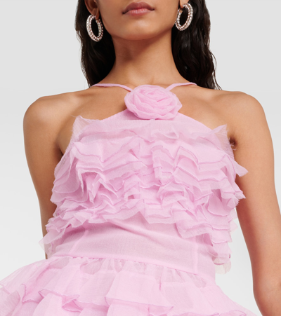 Shop Staud Florian Ruffled Organza Minidress In Pink