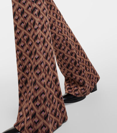 Shop Diane Von Furstenberg Greg Printed Flared Pants In Brown