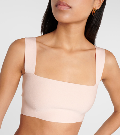 Shop Victoria Beckham Square-neck Cropped Top In Pink