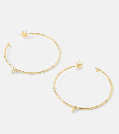 Octavia Elizabeth Nesting Gem Medium 18kt Gold Hoop Earrings With Diamonds In Gold