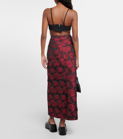 Shop Ganni Floral Jacquard Maxi Skirt In Multicoloured