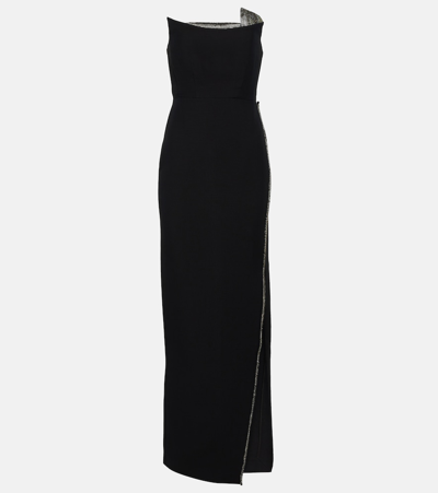 Shop Roland Mouret Strapless Silk And Wool Gown In Black