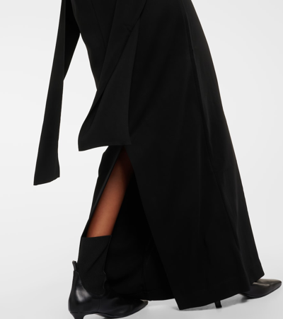 Shop Totême Draped Cady Maxi Dress In Black