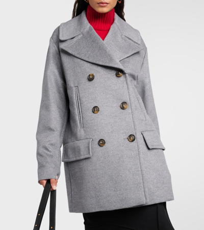 Sportmax Martora Oversized Virgin Wool Peacoat In Grey