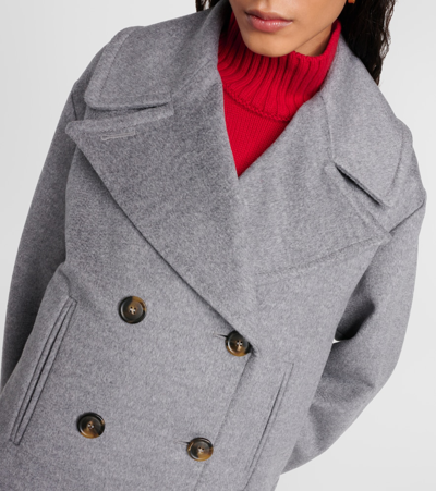 Sportmax Martora Oversized Virgin Wool Peacoat In Grey
