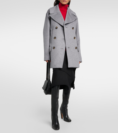 Sportmax Martora Oversized Virgin Wool Peacoat In Grey
