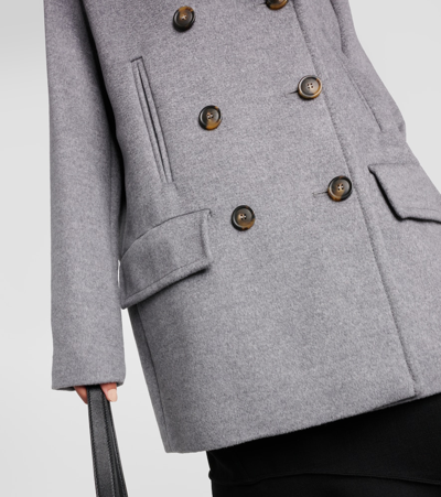 Sportmax Martora Oversized Virgin Wool Peacoat In Grey