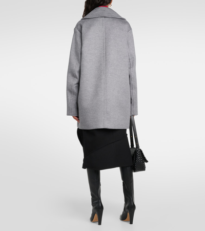 Sportmax Martora Oversized Virgin Wool Peacoat In Grey
