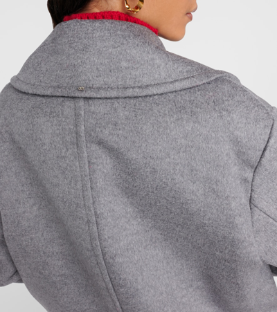 Sportmax Martora Oversized Virgin Wool Peacoat In Grey