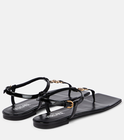 Versace 'medusa '95' Black Low Sandals With Logo Detail In Black
