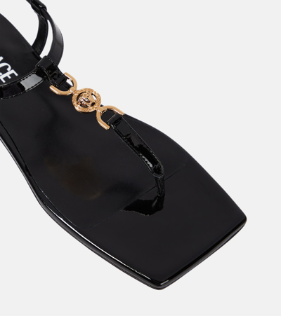 Shop Versace Medusa '95 Leather Thong Sandals In Black