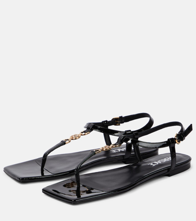 Versace 'medusa '95' Black Low Sandals With Logo Detail In Black