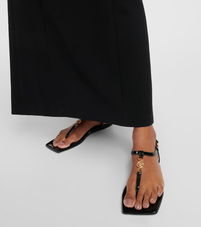 Versace 'medusa '95' Black Low Sandals With Logo Detail In Black