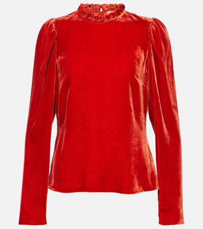 Shop Ulla Johnson Mariene Velvet Blouse In Red