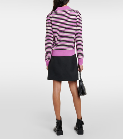 Shop Ganni Wool And Cashmere Polo Sweater In Multicoloured