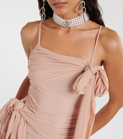 Blumarine Ruched Jersey Minidress In Pink