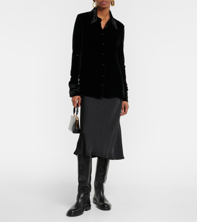 Jil Sander Velvet Shirt In Black