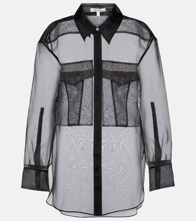 Shop Dorothee Schumacher Sheer Opulence Silk Organza Shirt In Black