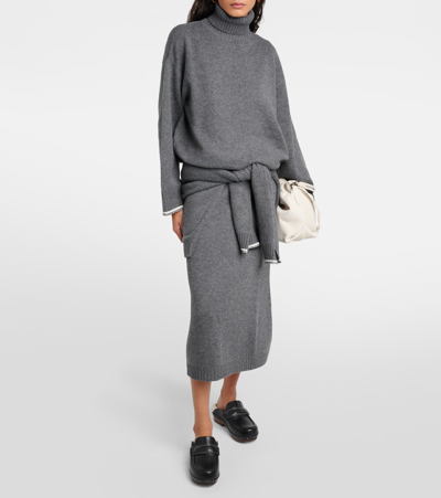 Shop Brunello Cucinelli Wool And Silk Blend Sweater In Grey