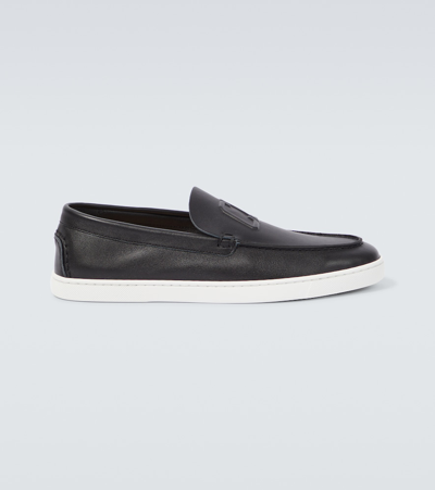 Shop Christian Louboutin Varsiboat Leather Loafers In Black