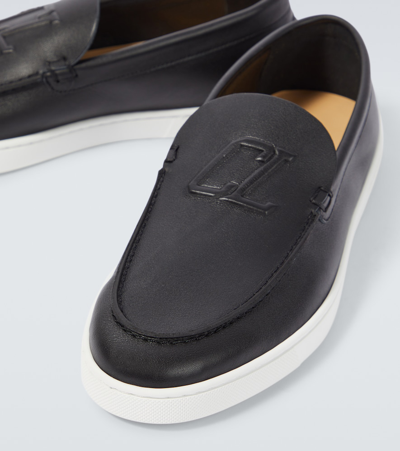 Shop Christian Louboutin Varsiboat Leather Loafers In Black