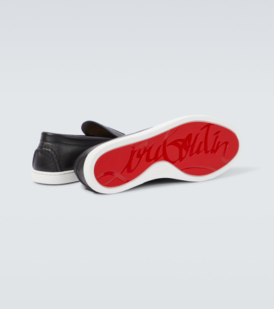 Shop Christian Louboutin Varsiboat Leather Loafers In Black