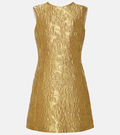 Shop Emilia Wickstead Irma Floral Jacquard Minidress In Gold