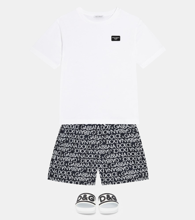 Shop Dolce & Gabbana Logo Cotton Jersey T-shirt In White