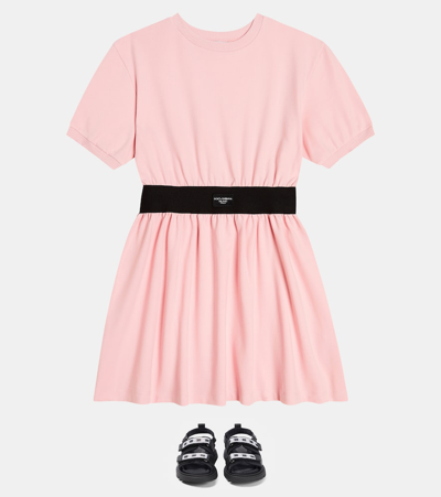 Shop Dolce & Gabbana Cotton-blend Jersey Dress In Pink
