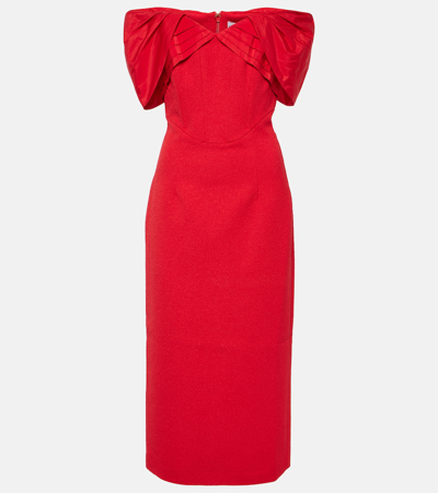 Shop Rebecca Vallance Chiara Off-shoulder Crêpe Midi Dress In Red