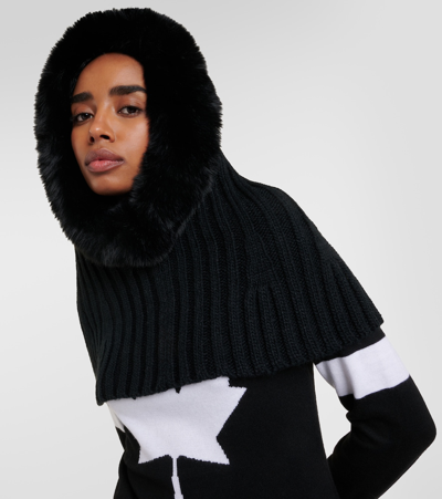 Shop Goldbergh Naomi Faux Fur-trimmed Ski Mask In Black