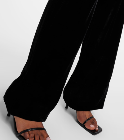 Shop Totême High-rise Velvet Wide-leg Pants In Black