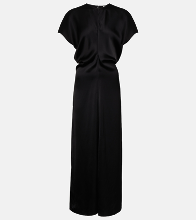 Totême Slouch Waist Viscose Midi Dress In Black